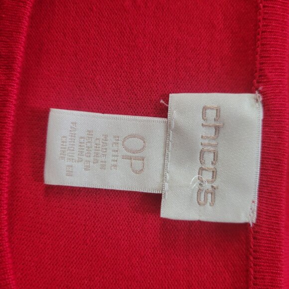 Chicos Red Long Sleeve Button Cuff Sweater Petite P Rayon/Polyester Womens Casua - Picture 3 of 5